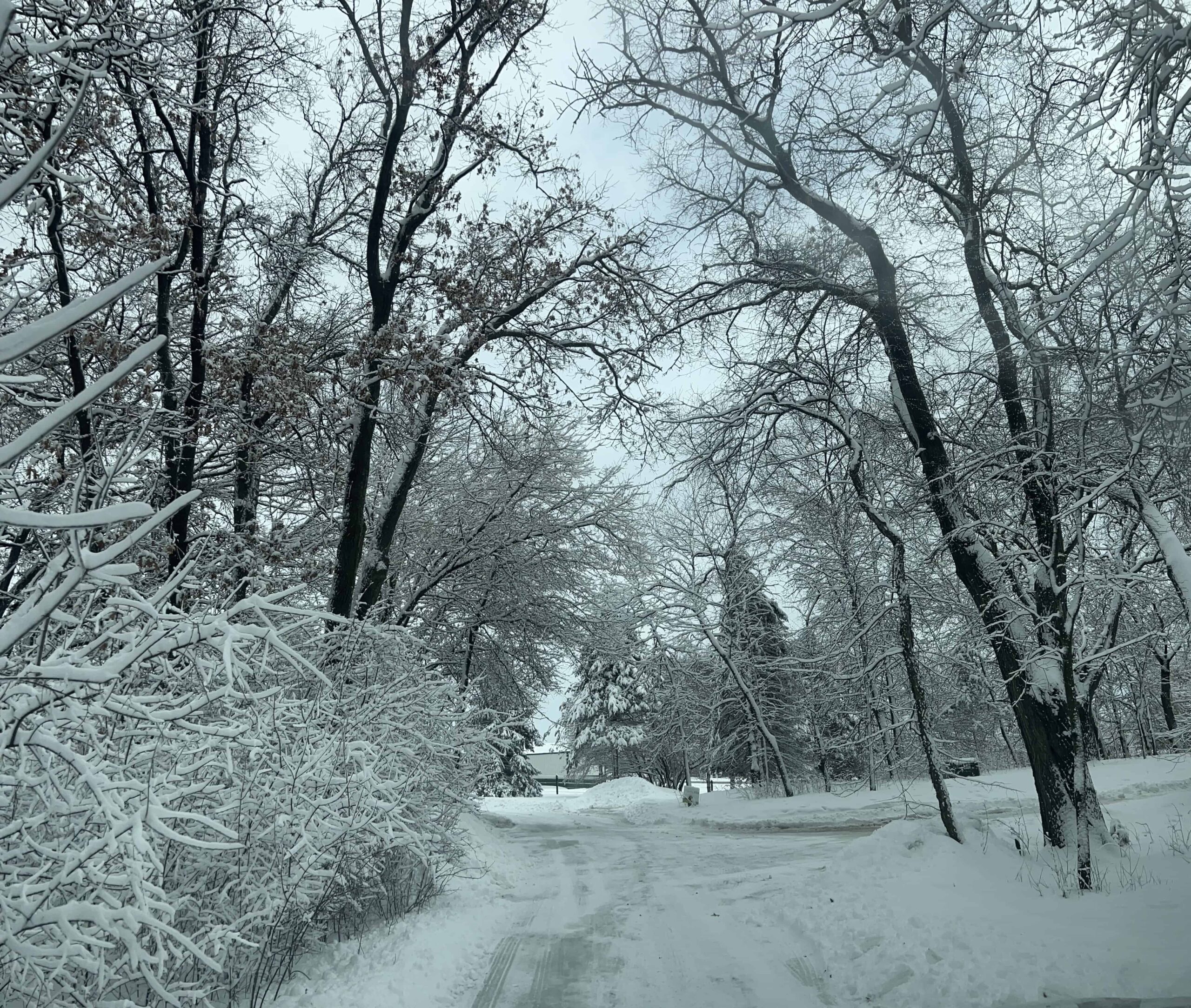 Opening driveway of the property with snow in winter. 