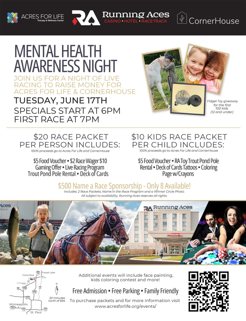 Flyer for Mental Health Awareness Night at the Races