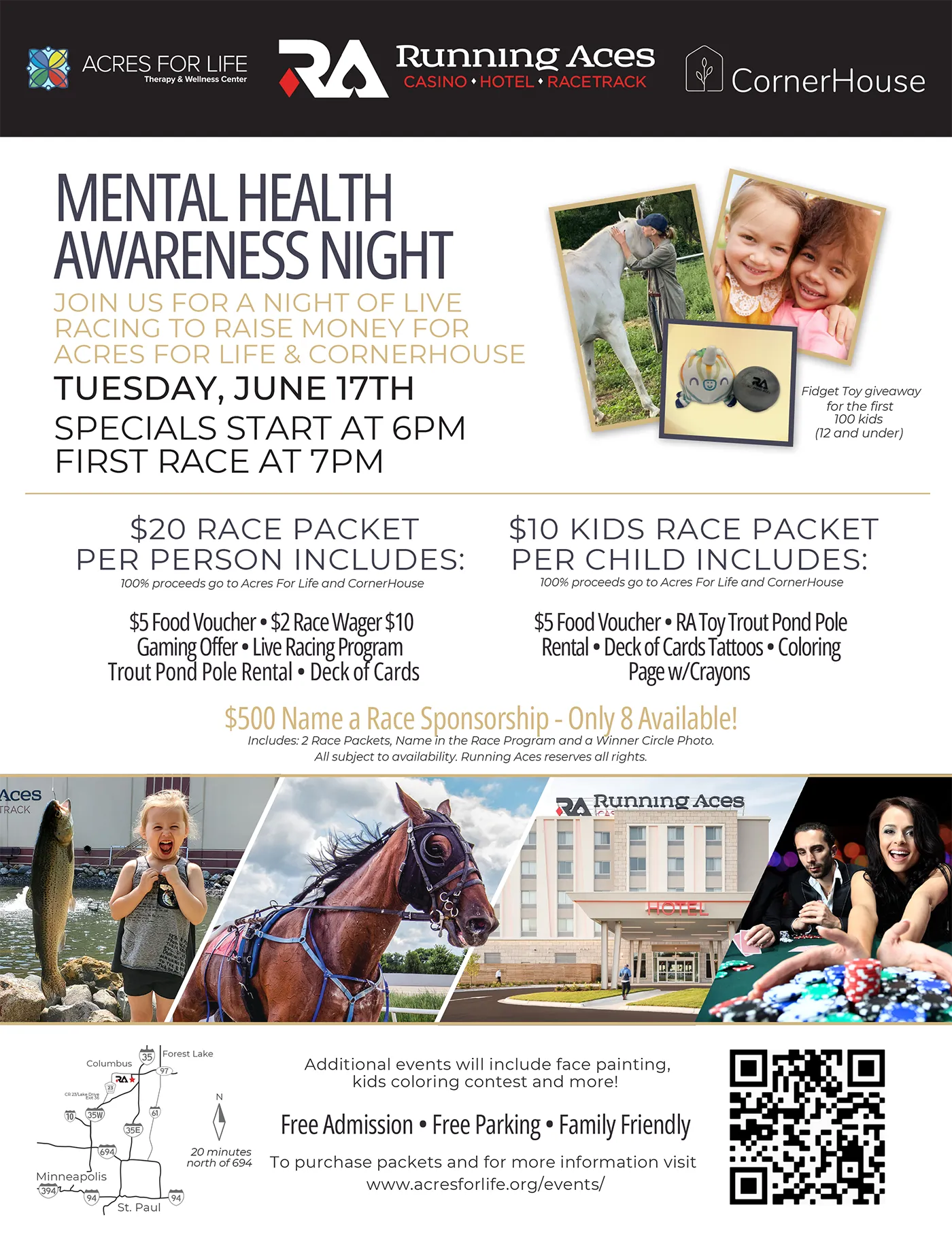 Flyer for Mental Health Awareness Night at the Races